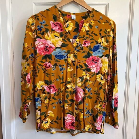 Old Navy Floral Pattern yellow top - Picture 1 of 7